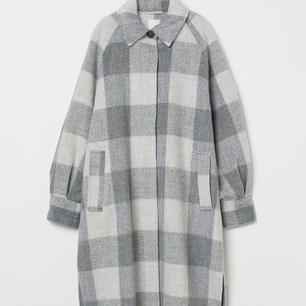 grey plaid H&M coat